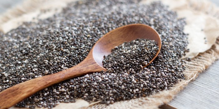 chia seeds with a spoon close up
