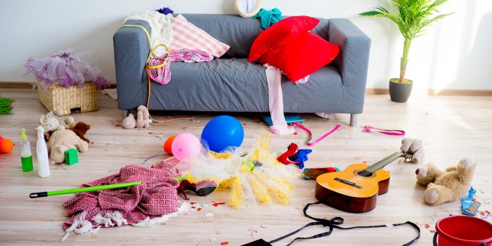 disorder mess at home created by romping children
