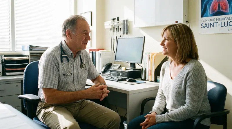 consultation médicale pendant laquelle le médecin parle à sa patiente