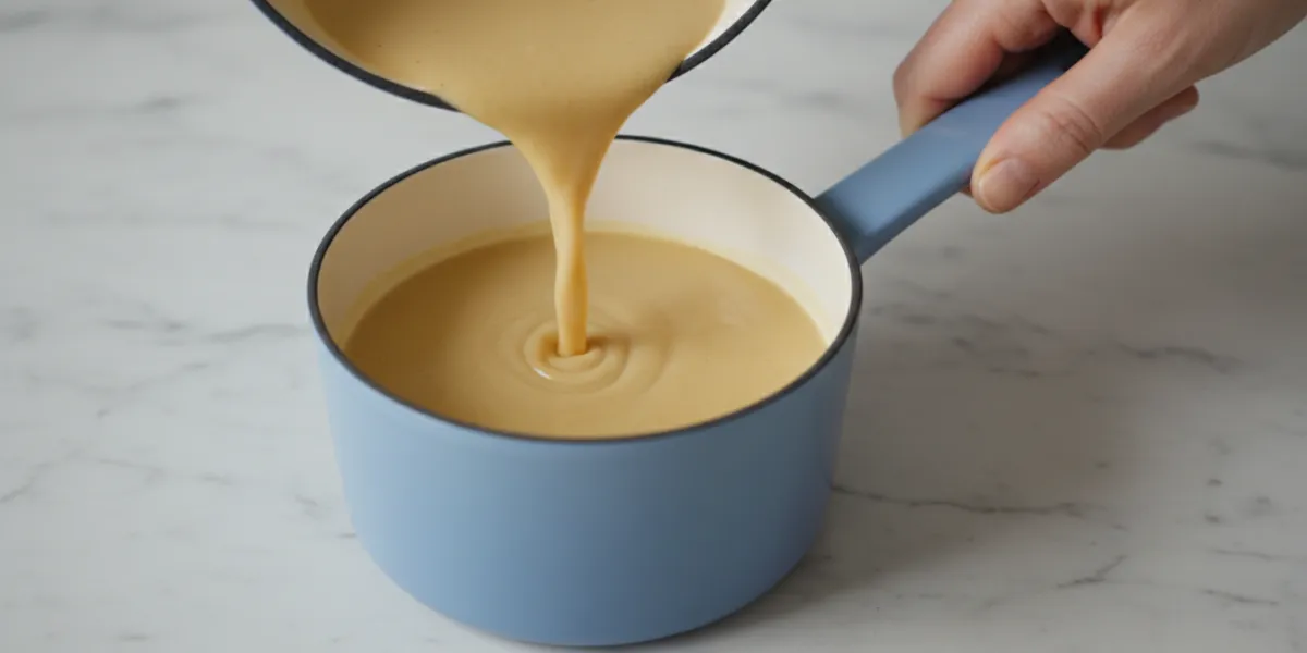 Prompt 2: Gros plan intime sur l'acte délicat de réchauffer une portion individuelle de soupe. Une m