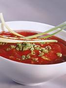 La soupe à la tomate et au basilic
