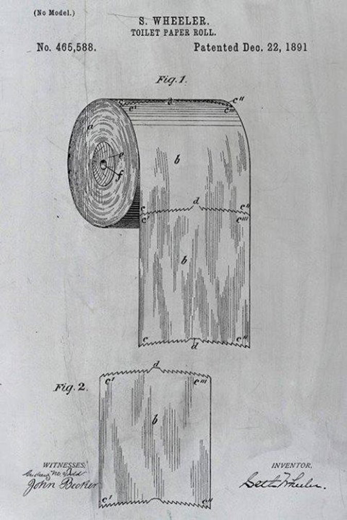 Illustration du brevet d&apos;invention du rouleau de papier toilette perforé