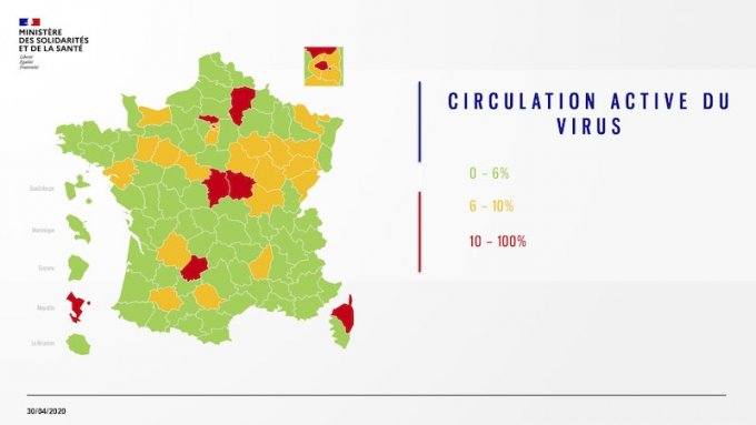Carte du Covid-19 en France : circulation active du virus