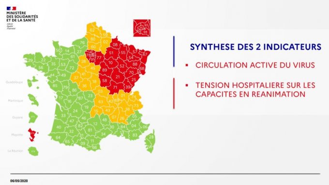 Carte : synthèse de l&apos;activité épidémique en France selon Santé publique France