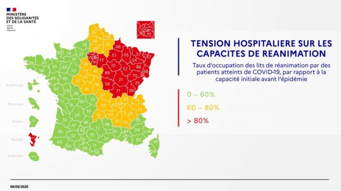 Carte du Covid-19 en France : Tension hospitalière sur les capacités en réanimation