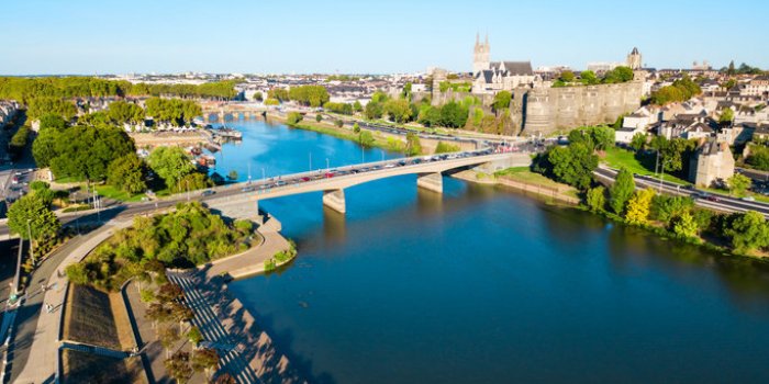 angers aerial panoramic view angers is a city in loire valley, western france