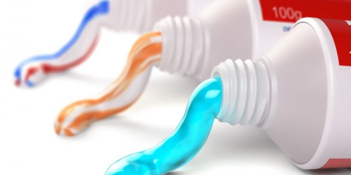 tubes of toothpaste in different colors and differnt types of toothpaste 3d illustration