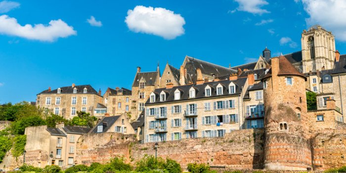 traditional houses behind the city wall in le mans - pays de la loire, france