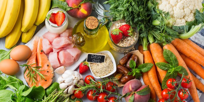 balanced nutrition concept for dash clean eating flexitarian mediterranean diet to stop hypertension and low blood pressu...