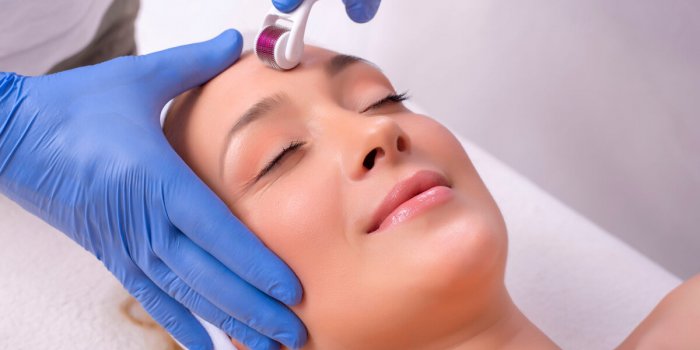 close up of beautiful woman in beauty salon during mesotherapy p