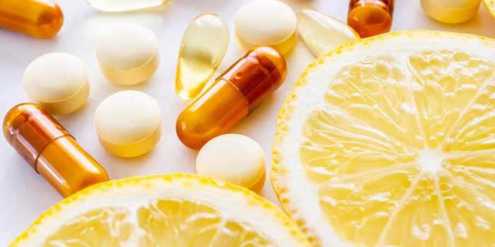 supplement, lemon, vitamins, nutrition, white background
