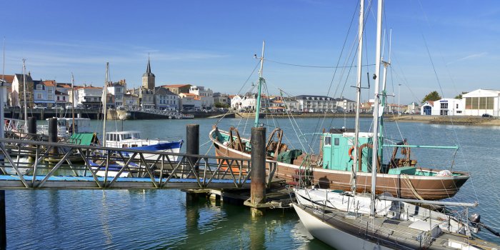 port and town of les sables d'olonne, commune in the vendée department in the pays de la loire region in western france