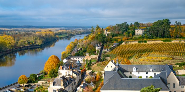 france, loire valley, chinon, the medieval country seen from the royal fortress