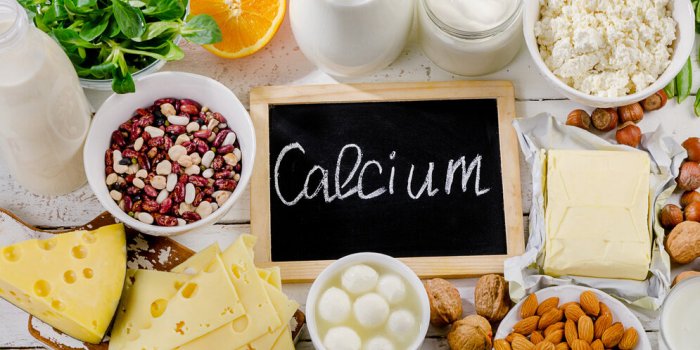products rich in calcium healthy food flat lay