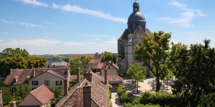 view on the old center of provins medieval city, seine et marne, paris region, france
