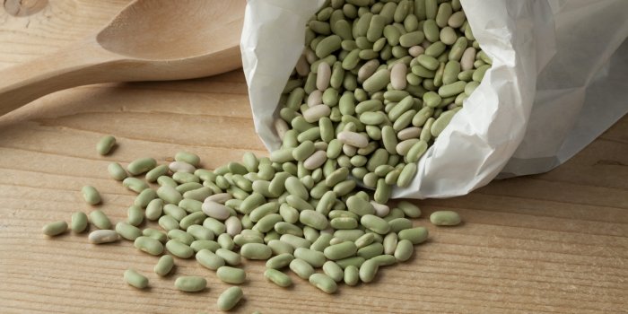 paper bag with french flageolets beans