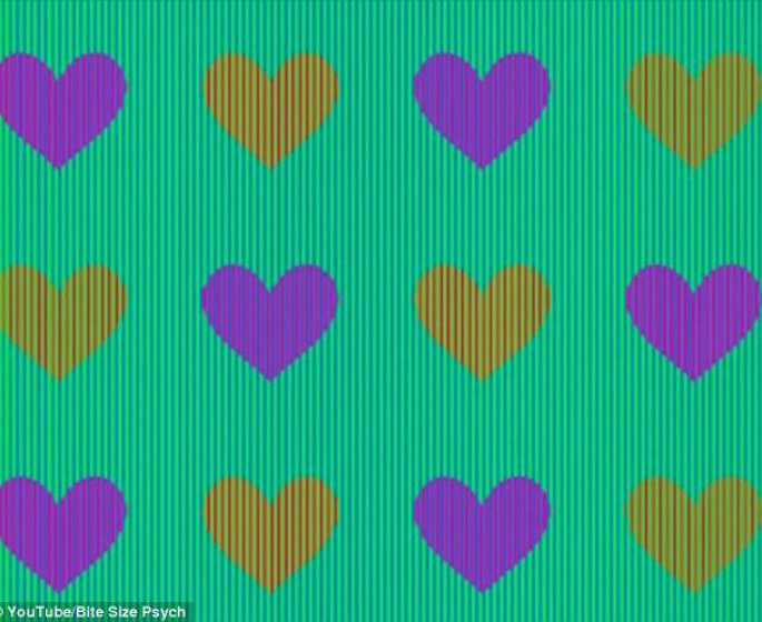 Illusion d’optique : de quelles couleurs sont ces coeurs ?