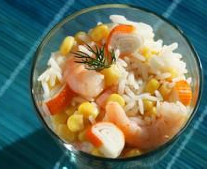 Salade de riz aux crevettes et surimi allege
