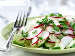 Salade de crevettes aux deux radis
