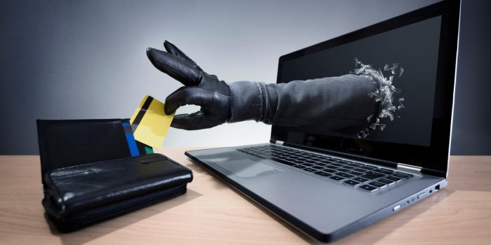 voler une carte de crédit grâce à un concept d'ordinateur portable pour pirate informatique, sécurité réseau et sé...