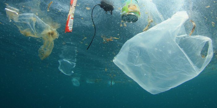 plastic carrier bags and other garbage pollution in ocean