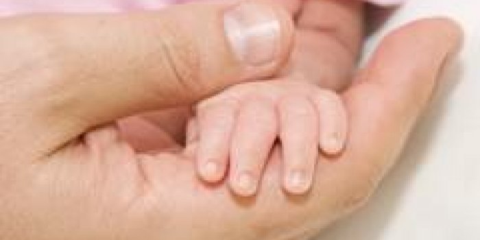 portrait de bébé, père et leur main
