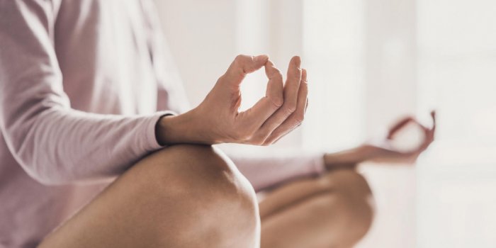 woman meditating at home girl practicing yoga in yoga class