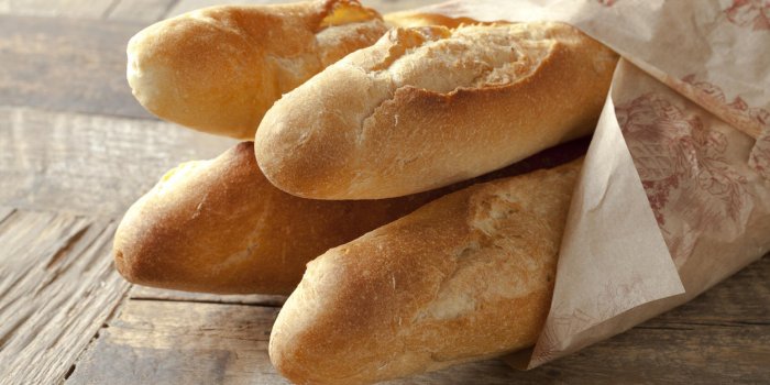 french baguettes wrapped in paper