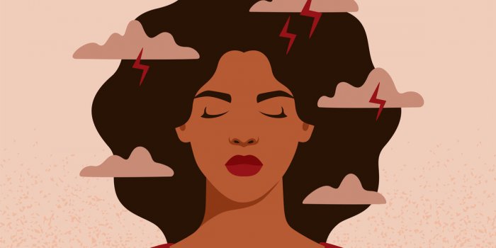 african american woman feels anxiety and emotional stress depressed black girl experiences mental health issues concept o...