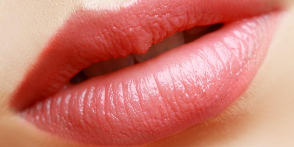 beautiful red mate lips close-up
