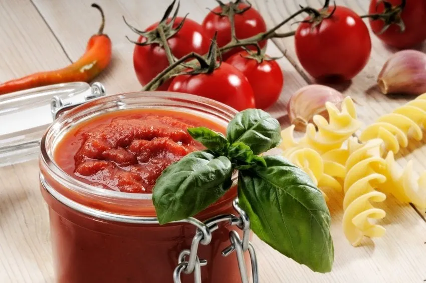 jar of tomato sauce, freshly prepared in the traditional way
