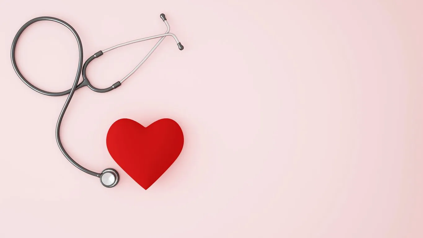 stethoscope and red hearts for artwork 3d illustration for icon health care of heart