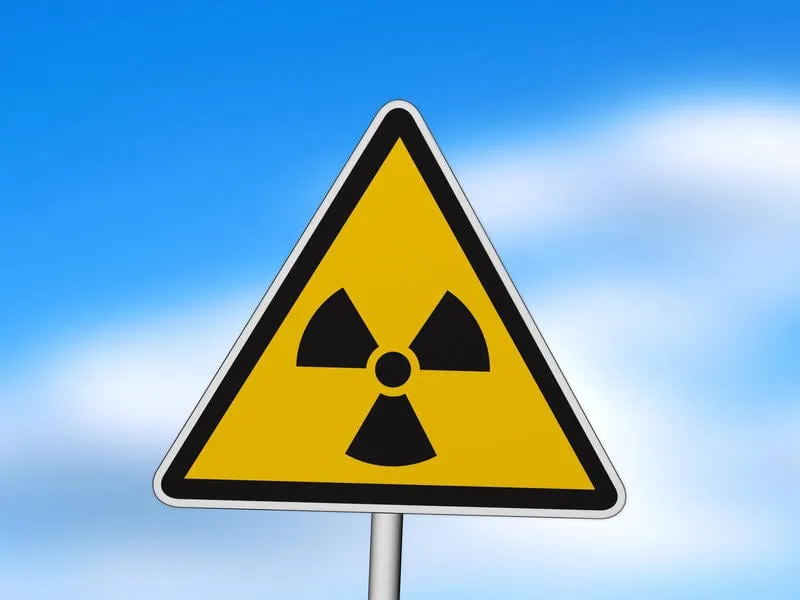 signe du rayonnement 3d illustration symbole orange danger