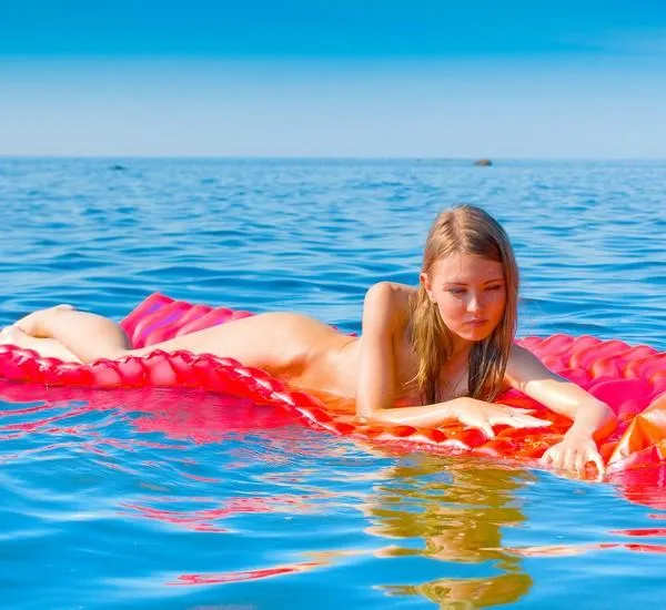 nude on red mattress