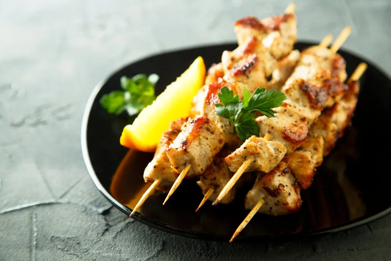 chicken skewers with orange mustard