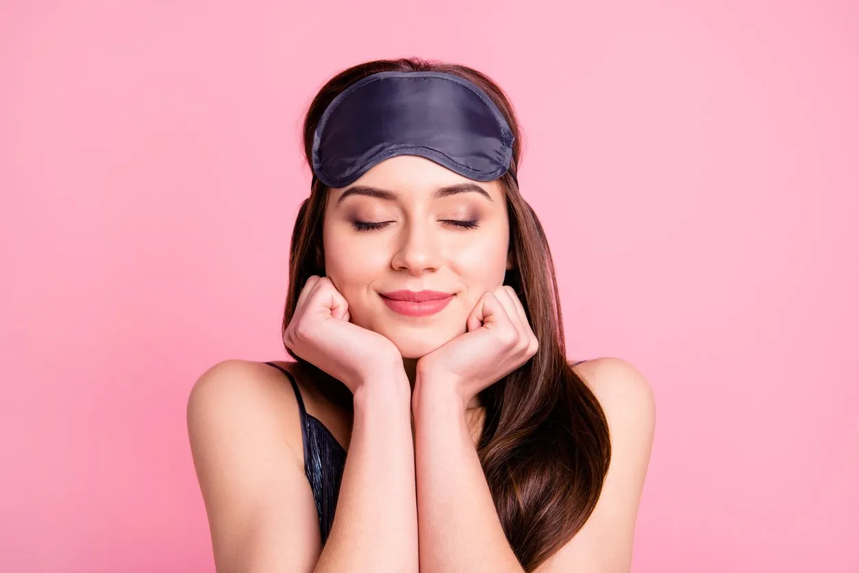 close-up portrait of her she nice-looking attractive lovely stunning fascinating, shine perfect calm straight-haired teenage girl fantasize imagination isolated over pink pastel background