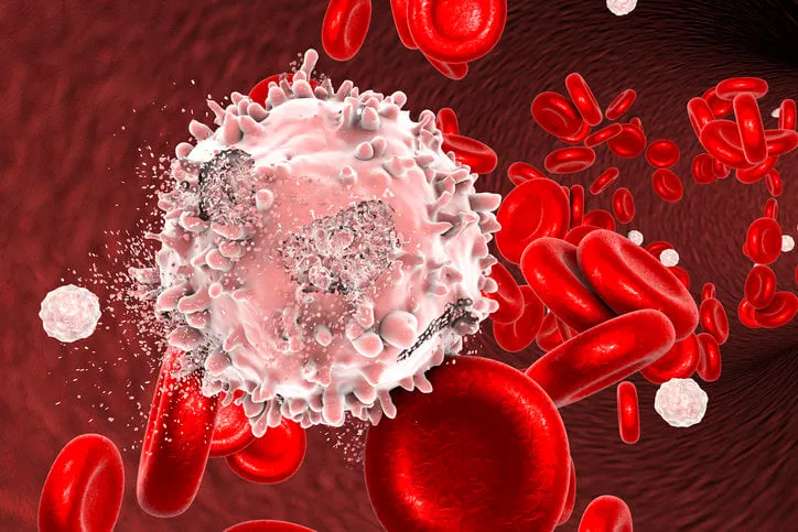 destruction of leukaemia cell, conceptual image 3d illustration which can be used to illustrate blood cancer treatment