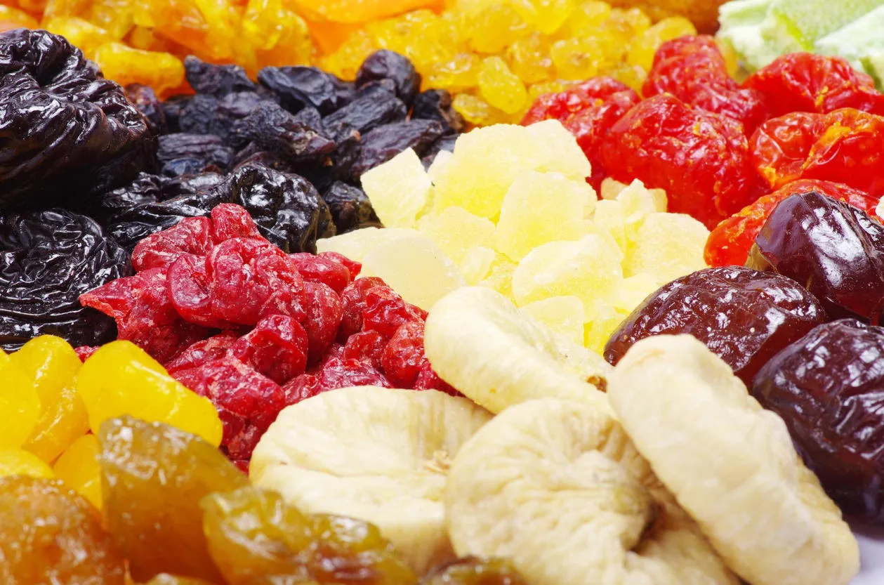 background made of assorted dried fruits