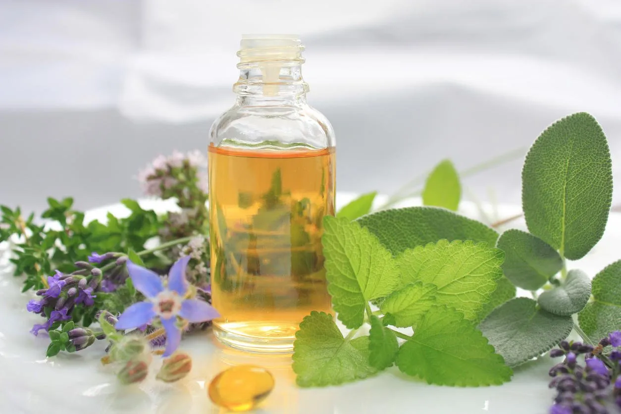 fresh herbs and oil natural medicine