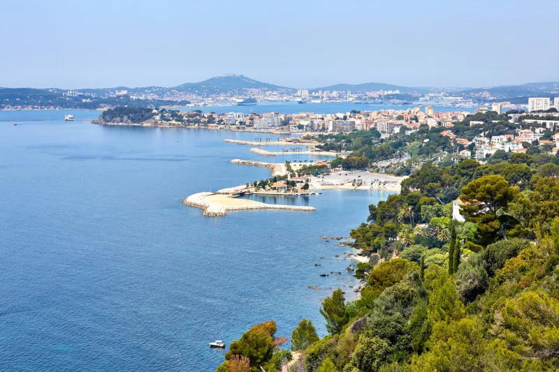 view of the port of toulon, seyne-sur-mer and seaside of rade des vignettes from cap brun