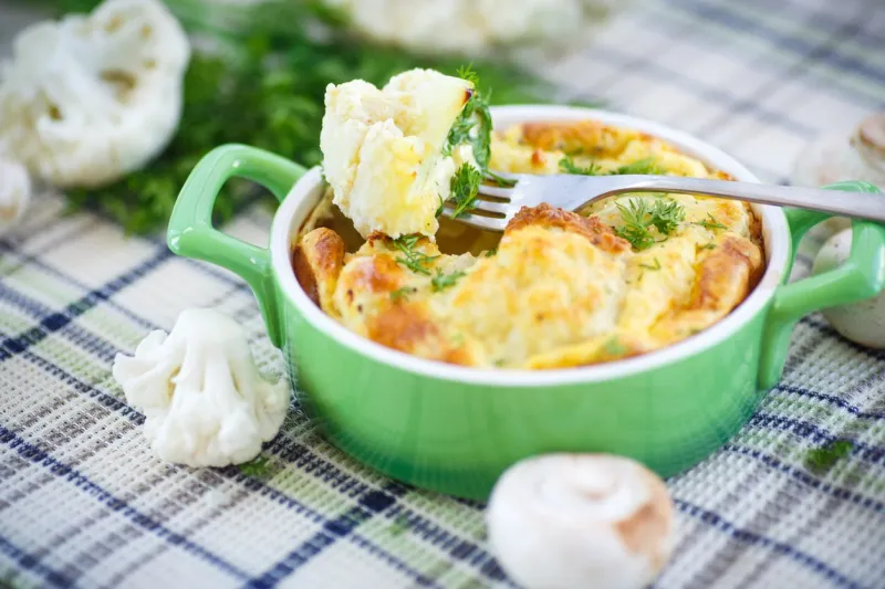 cauliflower baked with egg and cheese with dill