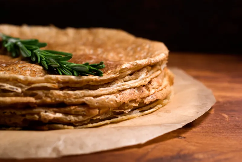 stack of buckwheat crepes
