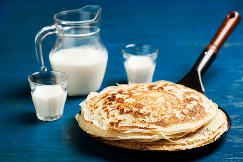 staple of yeast pancakes, traditional for russian pancake week
