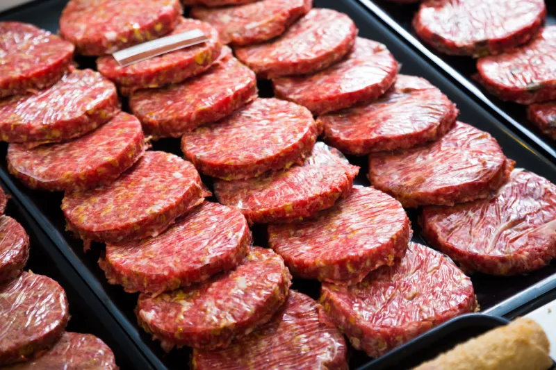 counter with assort of burger, close up shot local focus