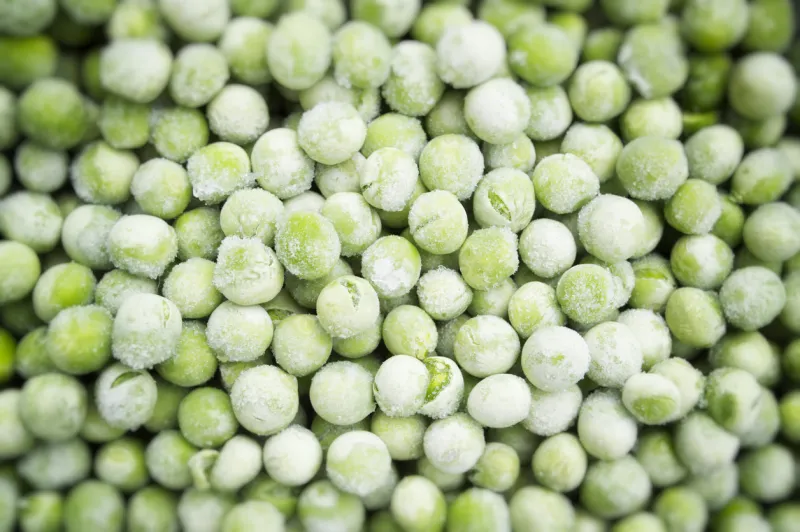 close up of frozen peas