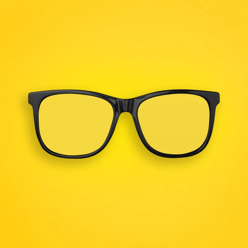 minimal concept of transparent glasses flat lay on pastel yellow, orange color paper background top view copy space