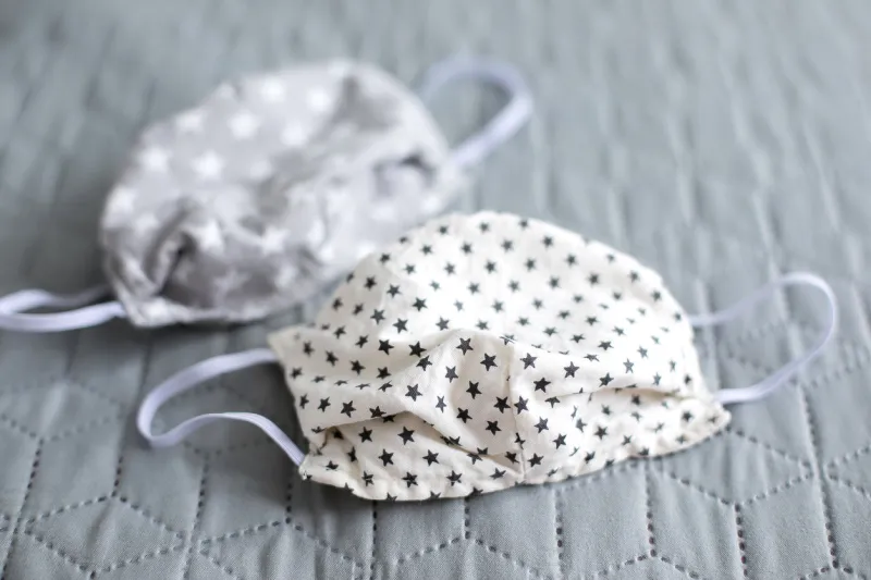 handmade medical mask face mask protection against pollution, virus, flu and coronavirus health care and surgical concept diy