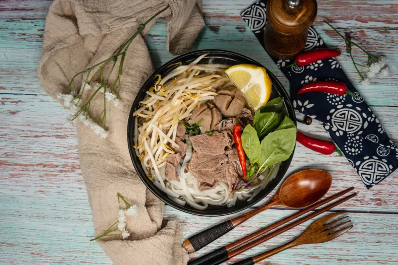 tasty vietnamese food bo bun rice vermicelli