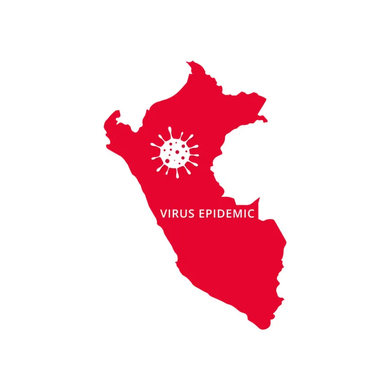 peru virus epidemic country of america, american map illustration, vector isolated on white background