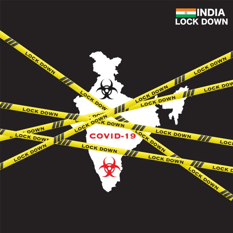 india national lockdown due to coronavirus crisis covid-19 disease india under lockdown with india map